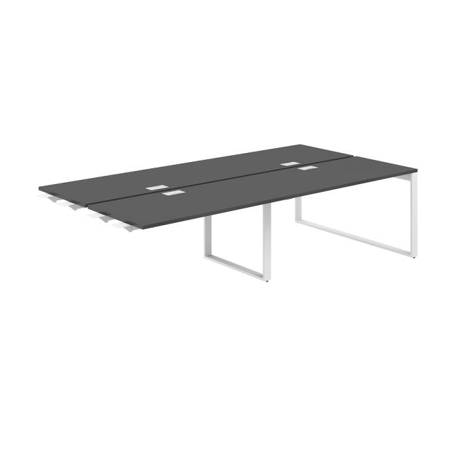 AG.171.AN.L.72.WH / Рабочая станция s-b-s 2400х600х750 / профиль О-образный: 70х20 белый; лючок: серебро; столешница: антрацит