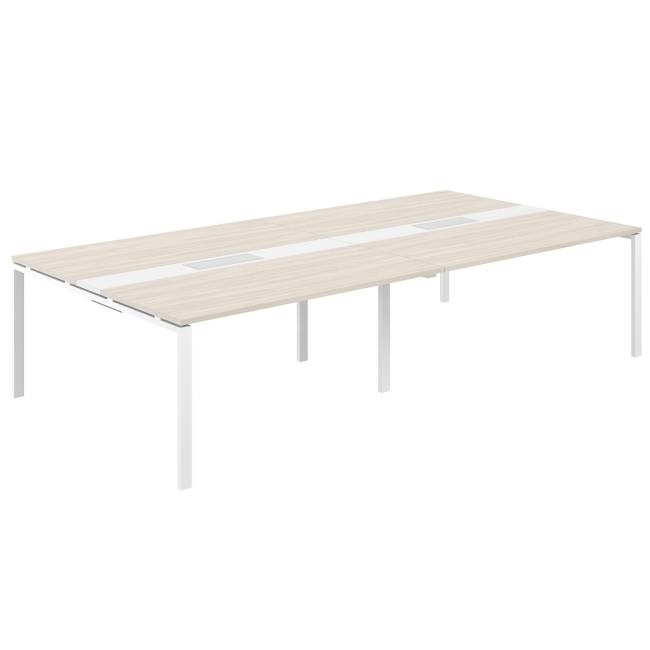 SG.286.OL.63.WH.WH / Стол переговорный комбинированный 3200х1638х750 МК60х30 / профиль: 60х30 белый; столешница: дуб светлый, вставка белая