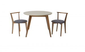 Стол Сканди К 100 натур/слоновая кость со стульями Франк натур рогожка серый