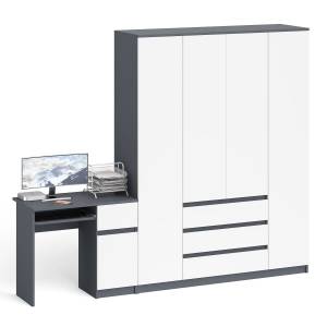 Стол компьютерный МС-1 правый и шкаф МШ1600 Мори цвет графит/белый
