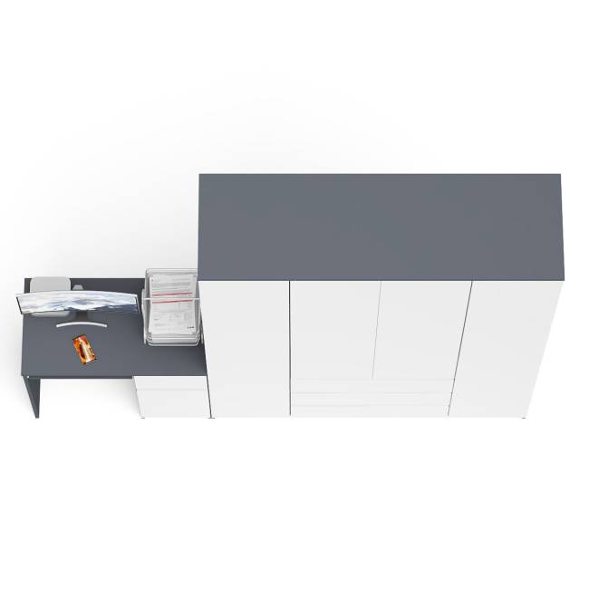 Стол компьютерный МС-1 правый и шкаф МШ1600 Мори цвет графит/белый