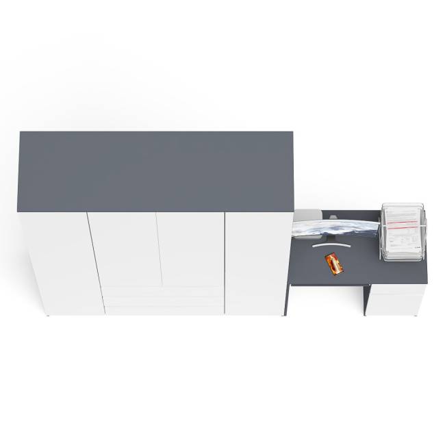 Стол компьютерный МС-1 правый и шкаф МШ1600 Мори цвет графит/белый