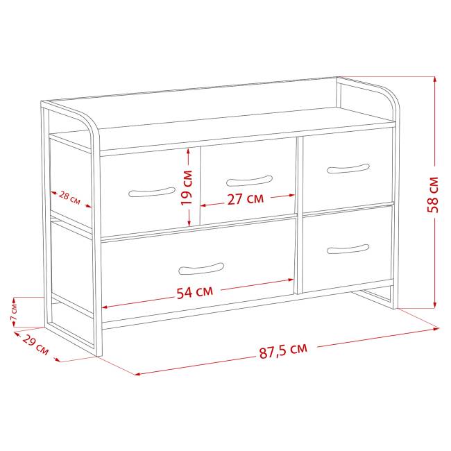 Комод Leset Ноа широкий, Каркас Белый, Светло-серый Белый Светло-серый