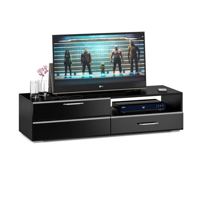 Спальня Стандарт № 3 с кроватью 1600 с ящиками цвет венге/фасады ТВ тумбы МДФ чёрный глянец