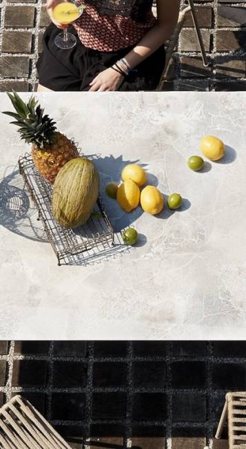 Стол ламинированный обеденный Tripe оливковый, каменный 600х600х740 мм