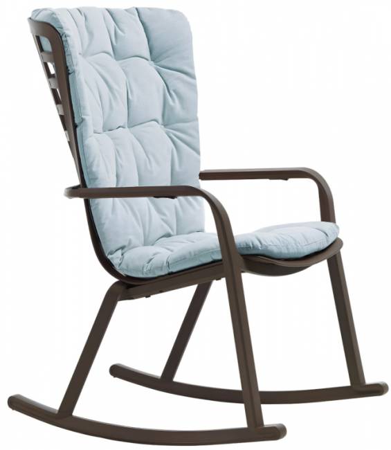 Кресло-качалка пластиковое с подушкой Folio табак, голубой 720х810-925х1190-1125 мм