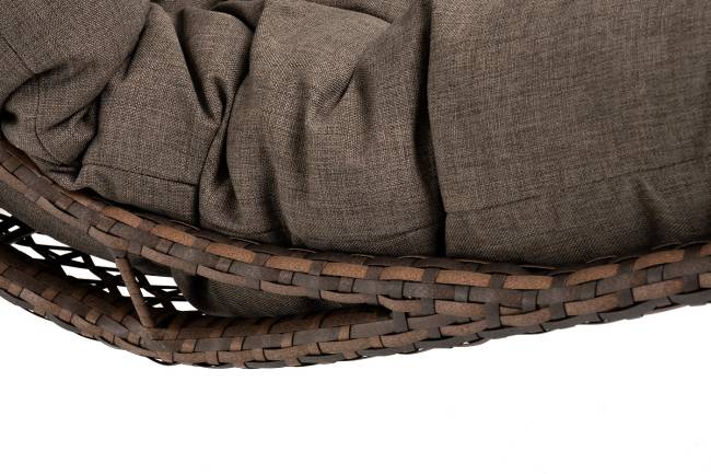 "Виши" подвесное кресло-кокон из искусственного ротанга, цвет коричневый с серо-коричневой подушкой