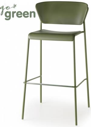 Стул пластиковый барный Lisa Technopolymer Go Green оливковый 520х500х980 мм