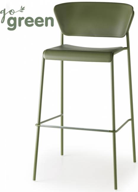 Стул пластиковый барный Lisa Technopolymer Go Green оливковый 520х500х980 мм