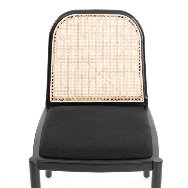 Стул Фрея/Freya дерево вяз/ротанг, ткань лён, черный/черный лен, 46х41х79,5см черный дерево вяз/ротанг, ткань лён