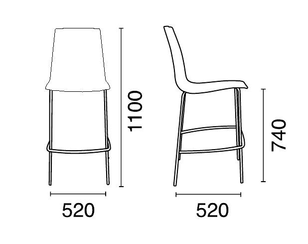Стул пластиковый барный X-Treme BSL Pro антрацит, тортора 520х520х1100 мм