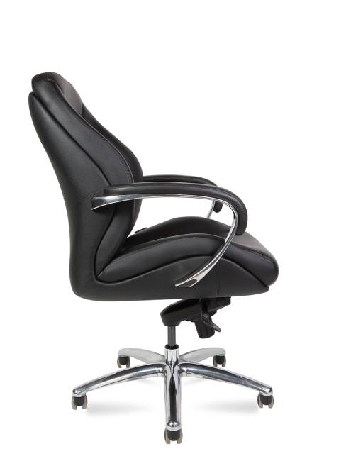 Кресло офисное / Порше LB / Porsche LB / черная  кожа / алюминиевая база