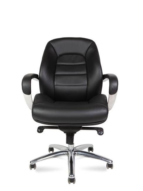 Кресло офисное / Порше LB / Porsche LB / черная  кожа / алюминиевая база