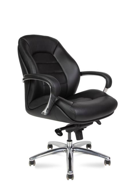 Кресло офисное / Порше LB / Porsche LB / черная  кожа / алюминиевая база