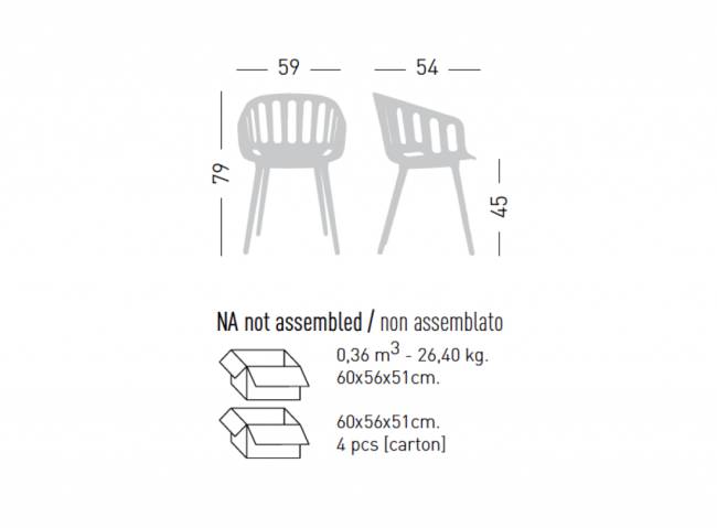 Кресло пластиковое Basket BL белый 590х540х790 мм