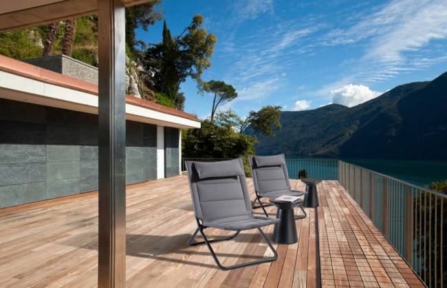 Кресло-шезлонг металлическое складное Coraline серый, синевато-серый 720х900х965 мм