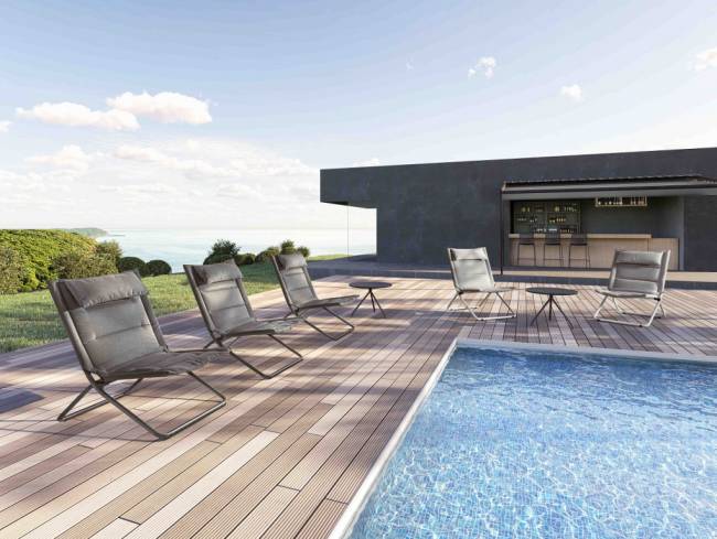 Кресло-шезлонг металлическое складное Coraline серый, синевато-серый 720х900х965 мм