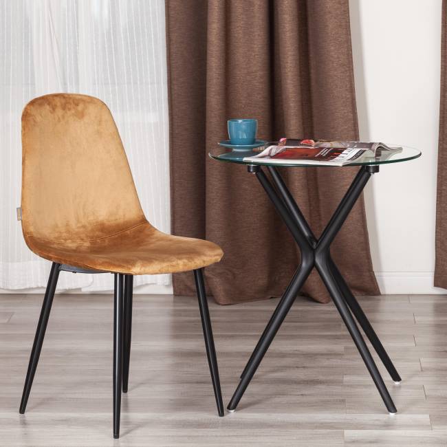 Стул BREEZE (mod. JSC-58) Велюр/металл , 44 х 53 х 86 см, brown (коричневый) HLR12 / черный (Комплект из 4 шт.) коричневый Велюр/металл