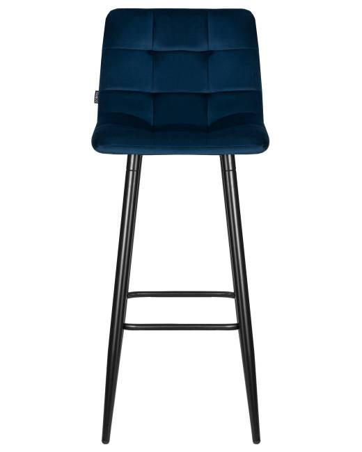 Стул барный DOBRIN NICOLE, черные матовые ножки, темно-синий велюр (108-95)
