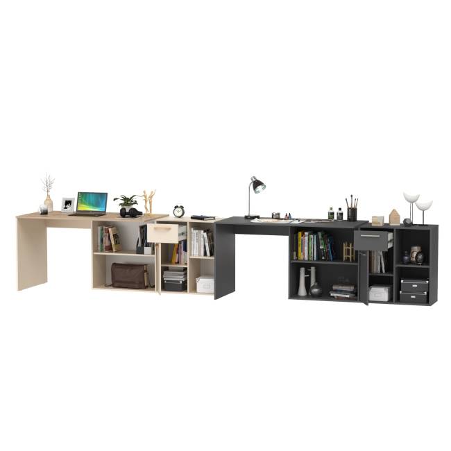 Два компьютерных стола-трансформера Лайт 03.245 цвет сатин/дуб эндгрейн элегантный/тёмно-серый Два компьютерных стола-трансформера Лайт 03.245 цвет сатин/дуб эндгрейн элегантный/тёмно-серый