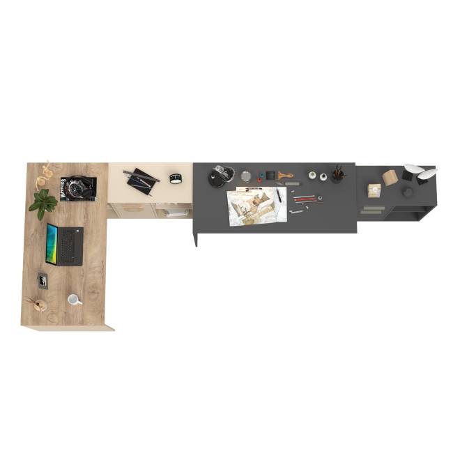 Два компьютерных стола-трансформера Лайт 03.245 цвет сатин/дуб эндгрейн элегантный/тёмно-серый Два компьютерных стола-трансформера Лайт 03.245 цвет сатин/дуб эндгрейн элегантный/тёмно-серый