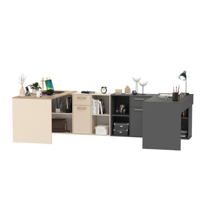 Два компьютерных стола-трансформера Лайт 03.245 цвет сатин/дуб эндгрейн элегантный/тёмно-серый Два компьютерных стола-трансформера Лайт 03.245 цвет сатин/дуб эндгрейн элегантный/тёмно-серый