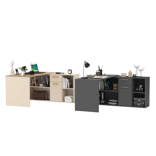 Два компьютерных стола-трансформера Лайт 03.245 цвет сатин/дуб эндгрейн элегантный/тёмно-серый Два компьютерных стола-трансформера Лайт 03.245 цвет сатин/дуб эндгрейн элегантный/тёмно-серый