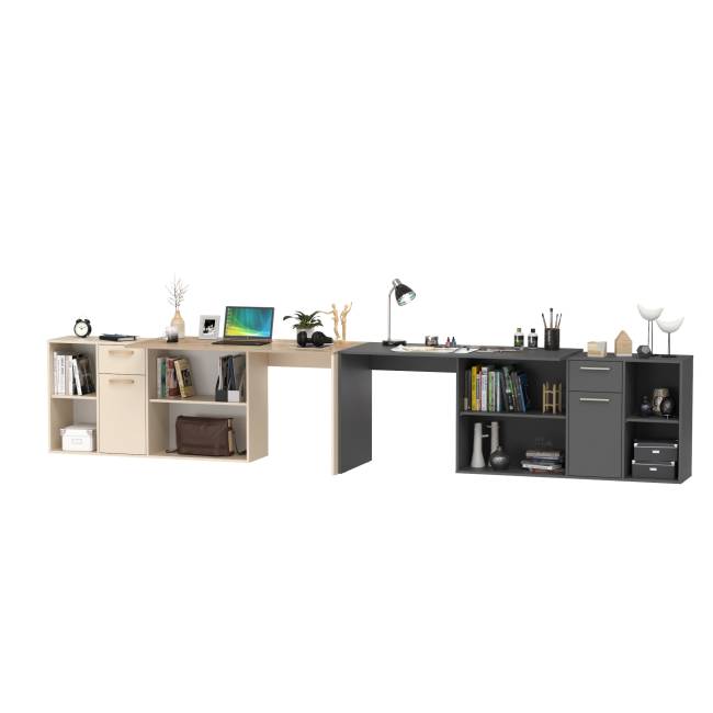 Два компьютерных стола-трансформера Лайт 03.245 цвет сатин/дуб эндгрейн элегантный/тёмно-серый Два компьютерных стола-трансформера Лайт 03.245 цвет сатин/дуб эндгрейн элегантный/тёмно-серый