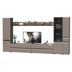 Сидней модульная стенка для гостиной № 109 цвет антрацит/МДФ веллюто капучино