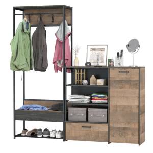 Прихожая 15.120 с широким комодом Трувор цвет дуб гранж песочный/интра