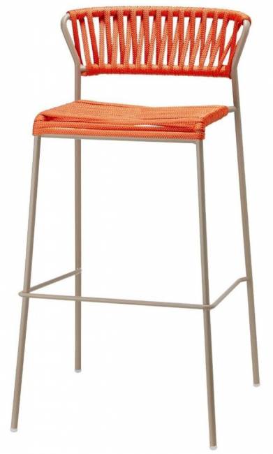 Стул полубарный плетеный Lisa Filo тортора, оранжевый 500х500х880 мм