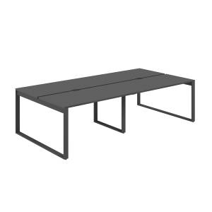 AG.142.AN.V.72.AN  / Рабочая станция 2800х1238х750  / профиль О-образный: 70х20 антрацит; столешница с вырезом: антрацит