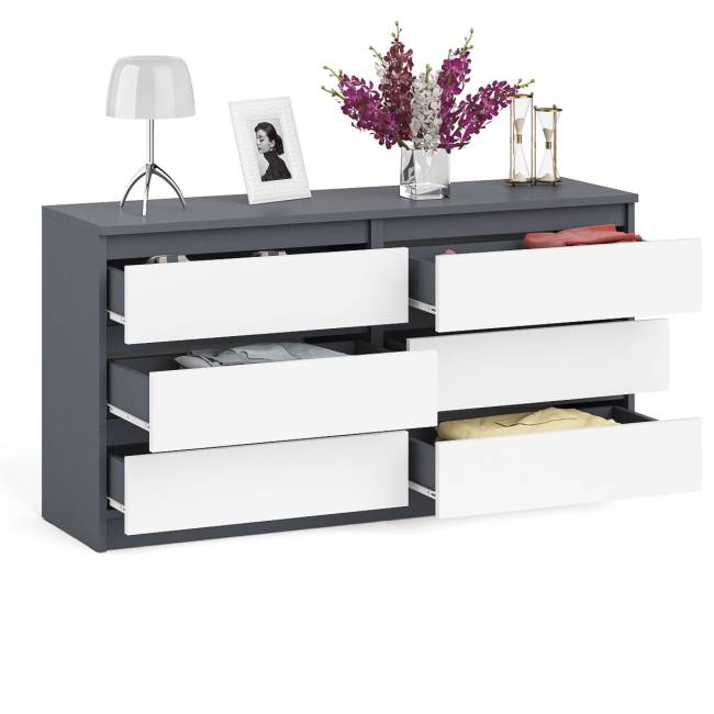 Комод на шесть ящиков Мори МК1380.6 цвет графит/белый