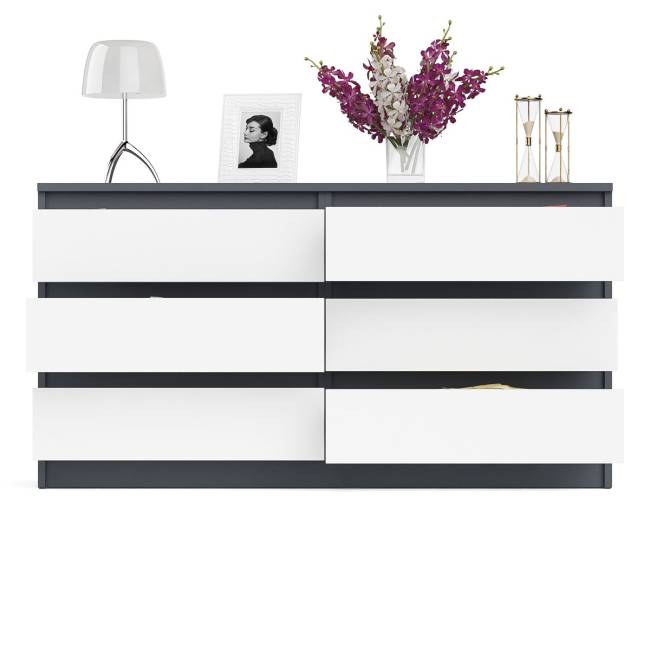 Комод на шесть ящиков Мори МК1380.6 цвет графит/белый
