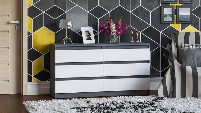 Комод на шесть ящиков Мори МК1380.6 цвет графит/белый