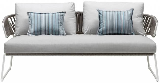 Диван плетеный с подушками Lisa Sofa Filo лен, серебристый, лед 1700х820х750 мм