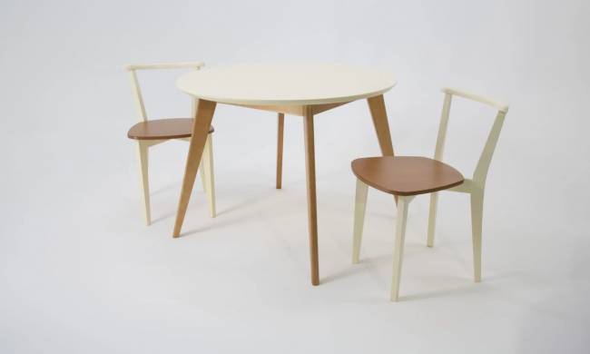 Стол Сканди К 100 натур/слоновая кость со стульями Франк натур Стол Сканди К 100 натур/слоновая кость со стульями Франк натур