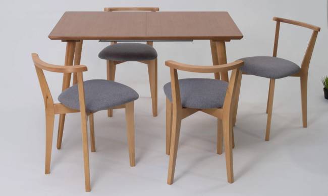 Стол Монте 120 натур со стульями Франк натур рогожка серый