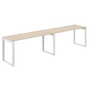 AG.173.AR.V.72.WH / Рабочая станция s-b-s 3200х600х750 / профиль О-образный: 70х20 белый; столешница с вырезом; столешница: акация равелло