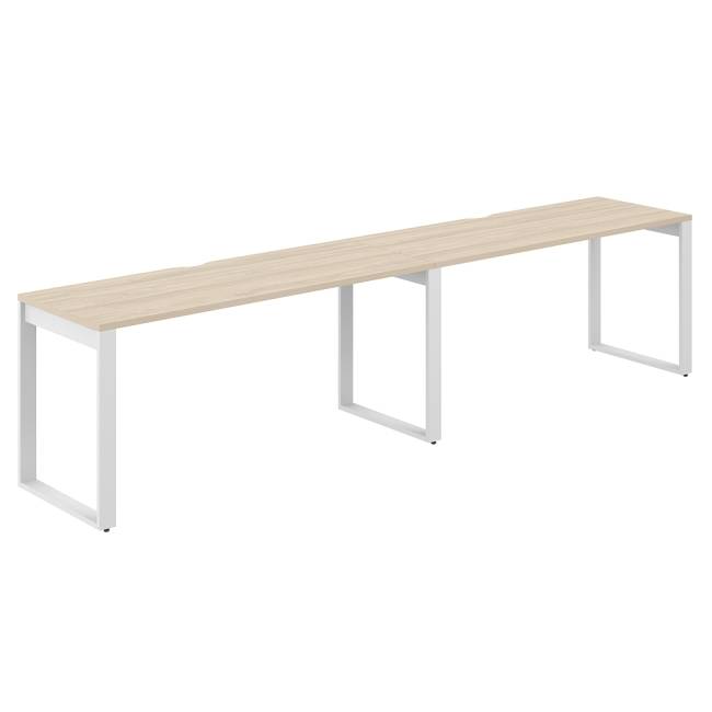 AG.173.AR.V.72.WH / Рабочая станция s-b-s 3200х600х750 / профиль О-образный: 70х20 белый; столешница с вырезом; столешница: акация равелло