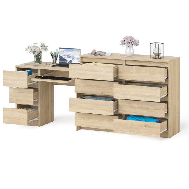 Комод Мори 1200-8 и стол компьютерный МС-6 3 ящика слева цвет дуб сонома