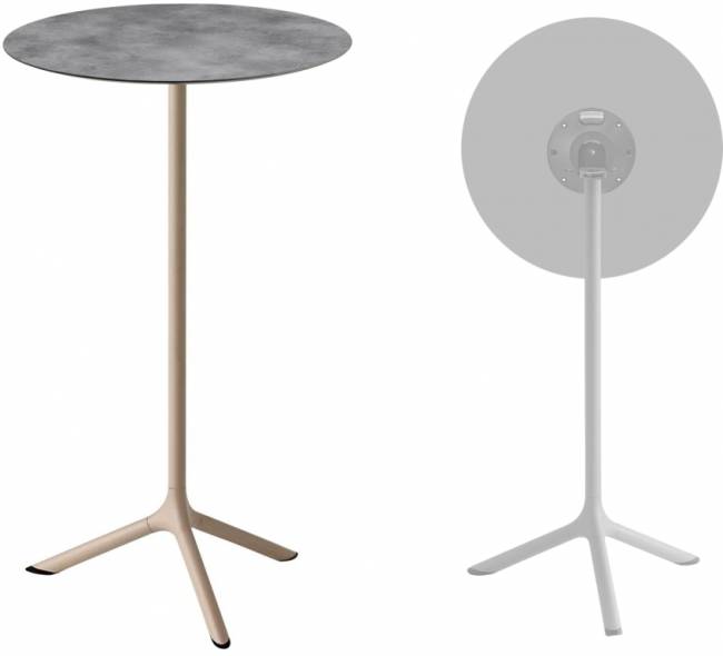 Стол ламинированный барный складной Tripe Folding тортора, цементный Ø600х1100 мм