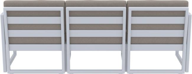 Диван пластиковый трехместный с подушками Mykonos XL серебристый, светло-коричневый 2000х720х750 мм