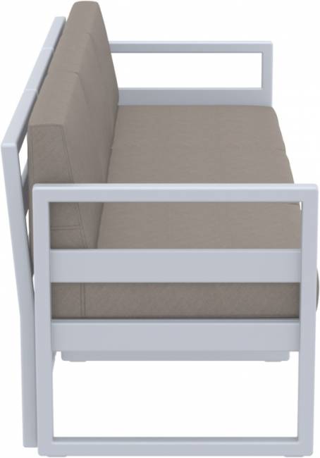 Диван пластиковый трехместный с подушками Mykonos XL серебристый, светло-коричневый 2000х720х750 мм