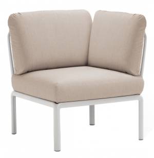 Модуль угловой пластиковый с подушками Komodo Elemento Angolo белый, холст 720х780х880 мм