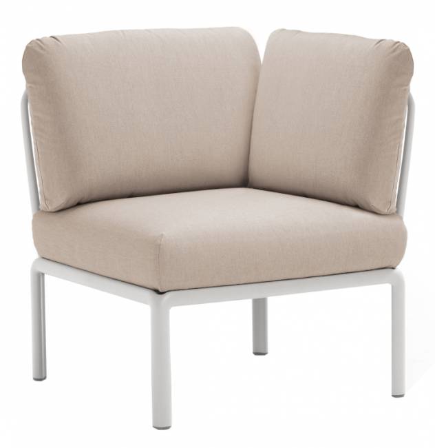 Модуль угловой пластиковый с подушками Komodo Elemento Angolo белый, холст 720х780х880 мм