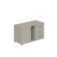 WN.203.OL.R / Тумба опорная (мобильная) с 3-мя ящиками + замок, распашным фасадом и нишей, правая 1004х462х581 / дуб светлый