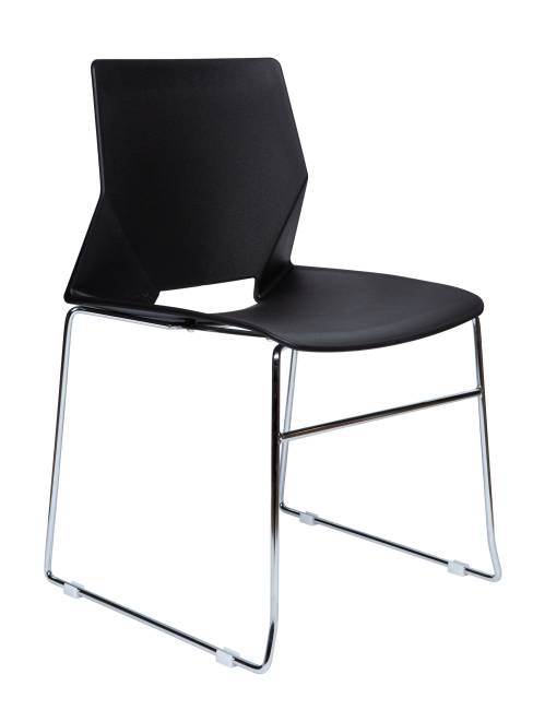 Стул / Элэвэн блэк / Eleven black / черный пластик / хром база