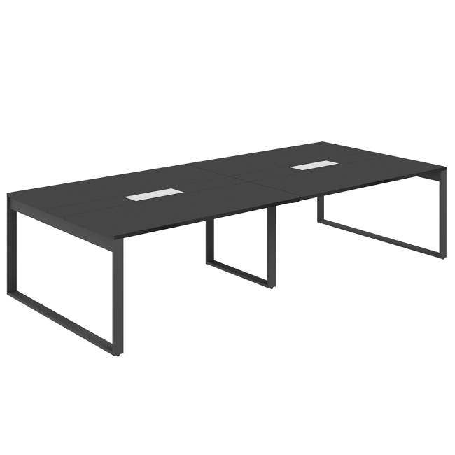 AG.2-3216.AN.72.AN.AN / Стол для переговоров 3200х1638х750 / профиль О-образный: 70х20 антрацит; лючок: серебро; столешница: антрацит вставка антрацит