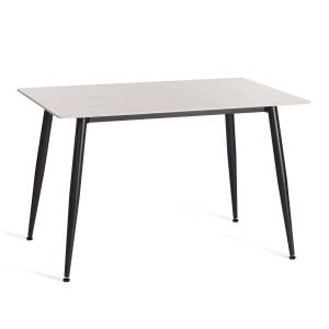 Стол обеденный Austen/Остин керамика матовая/металл, белый/черный, 120х80х75(+1)см белый/черный столешница керамика (матовая) /опоры металл